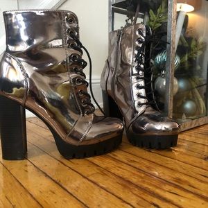 Silver/pewter color combat boots
